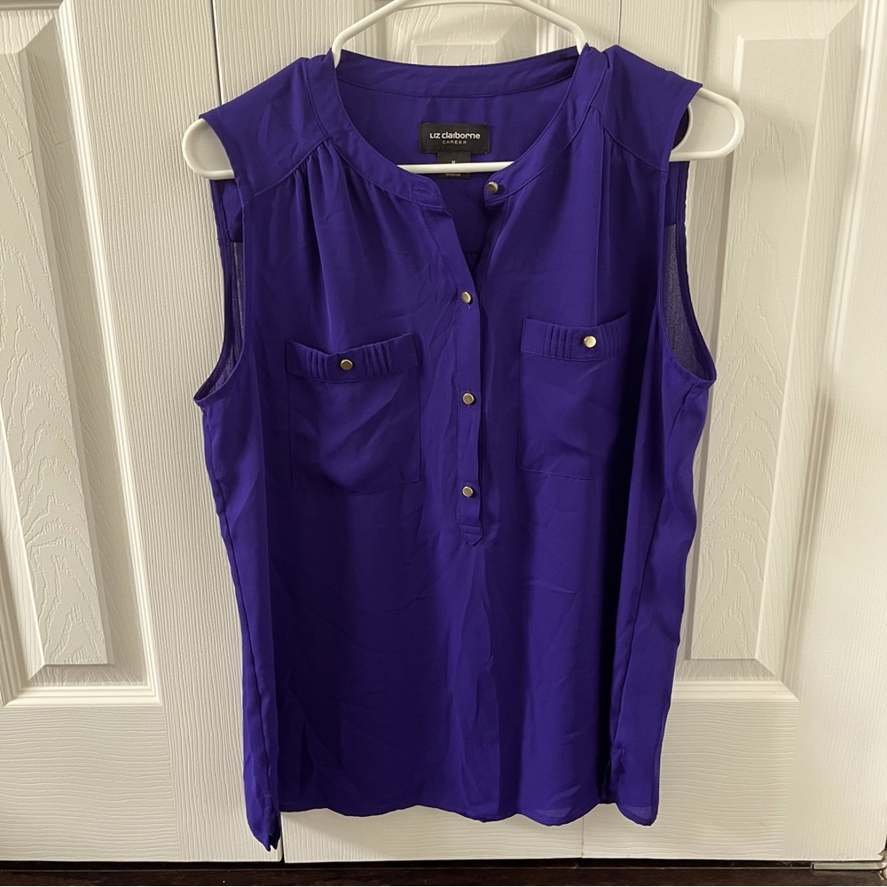 Liz Claiborne Purple Sleeveless Blouse, Women’s Size M